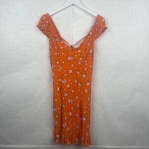 Free People Orange Blossom Like A Lady Small Floral Print Mini Dress Size Large